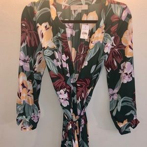 Loft Floral Midi Shirt Dress